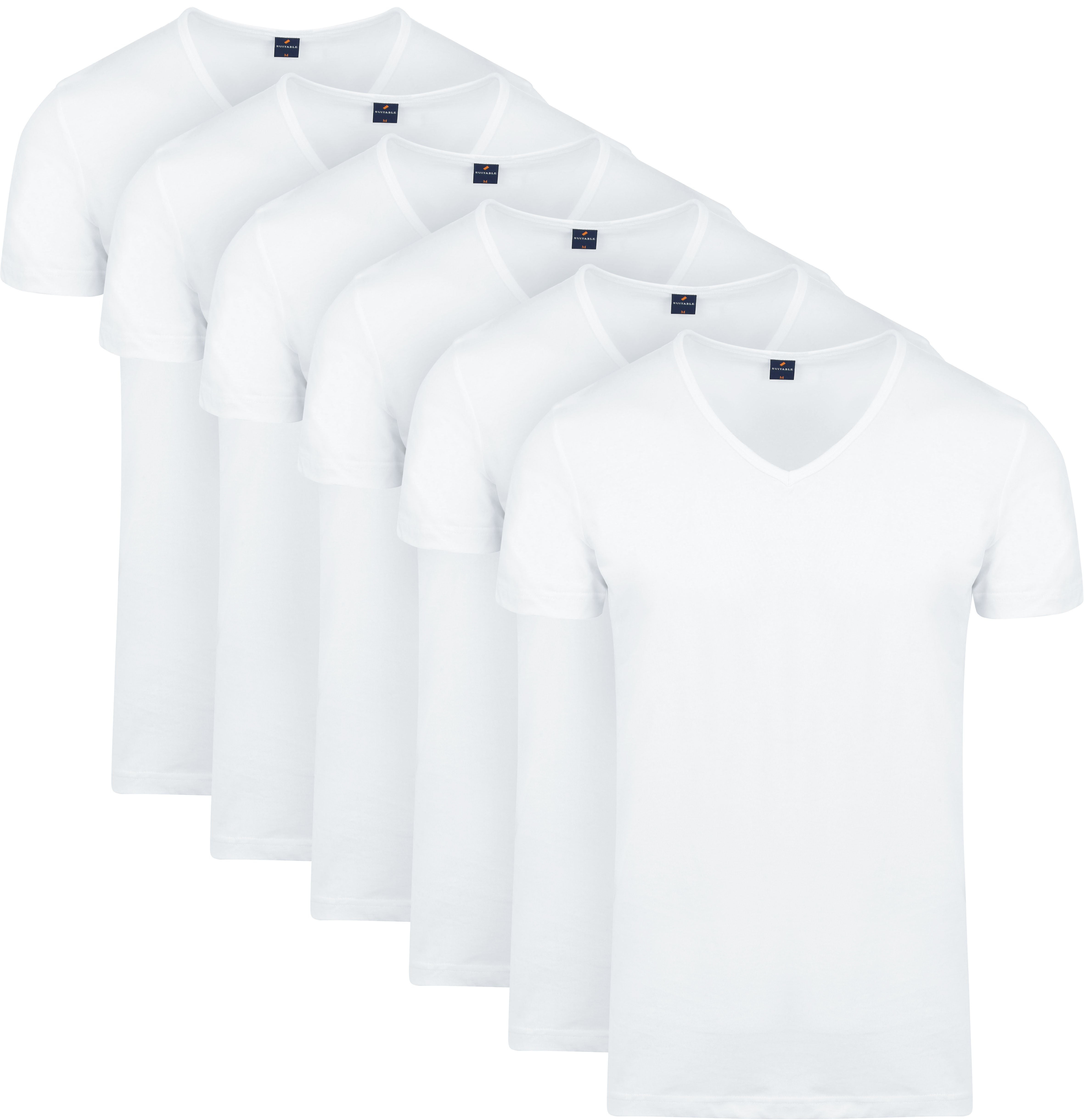Vita T-Shirt V-Hals Wit 6-Pack
