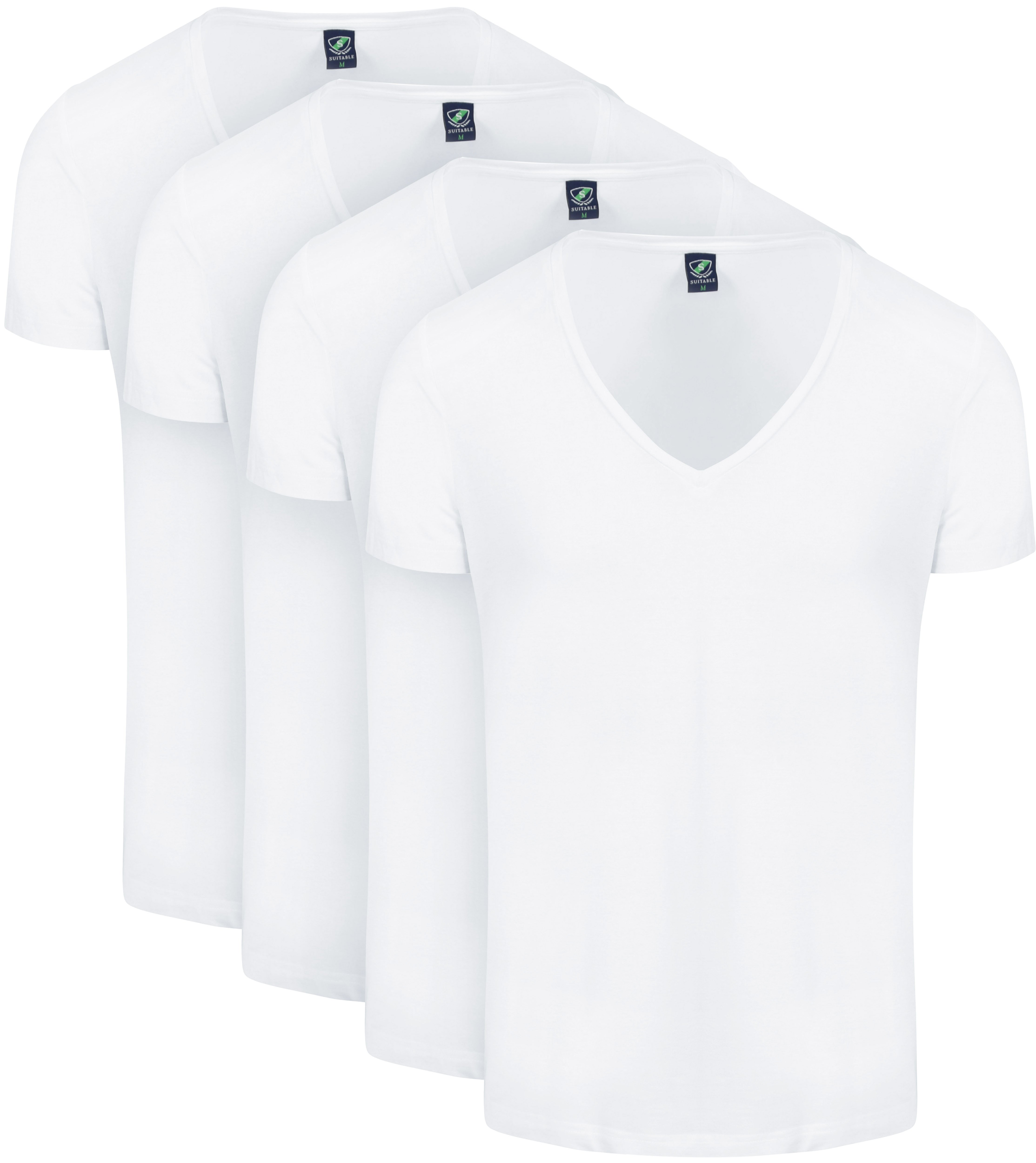 Vibamboru T-Shirt Diepe V-Hals Wit 4-Pack