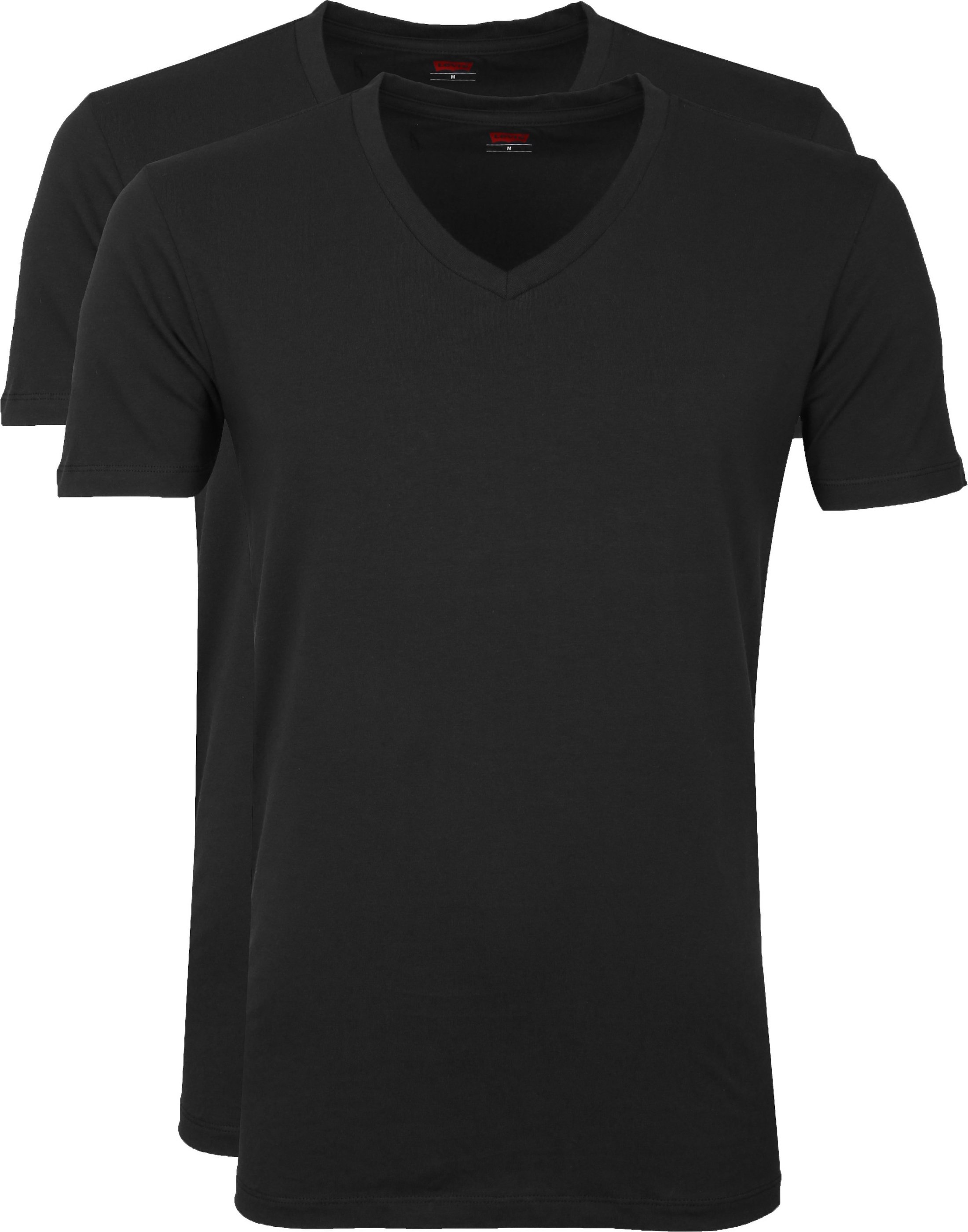 T-Shirt V-Hals Zwart 2-Pack