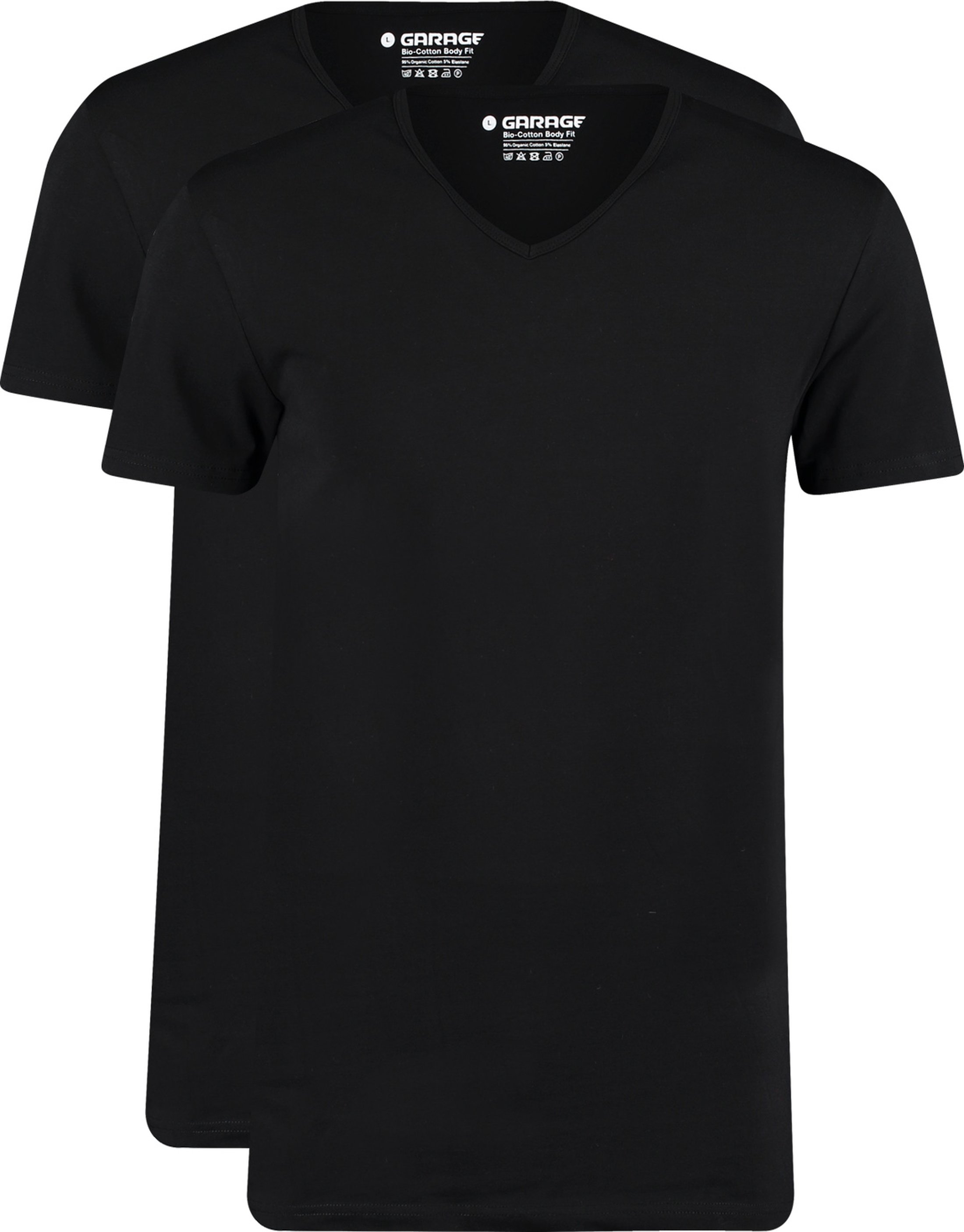 2-Pack Basic T-shirt Bio V-Neck Zwart