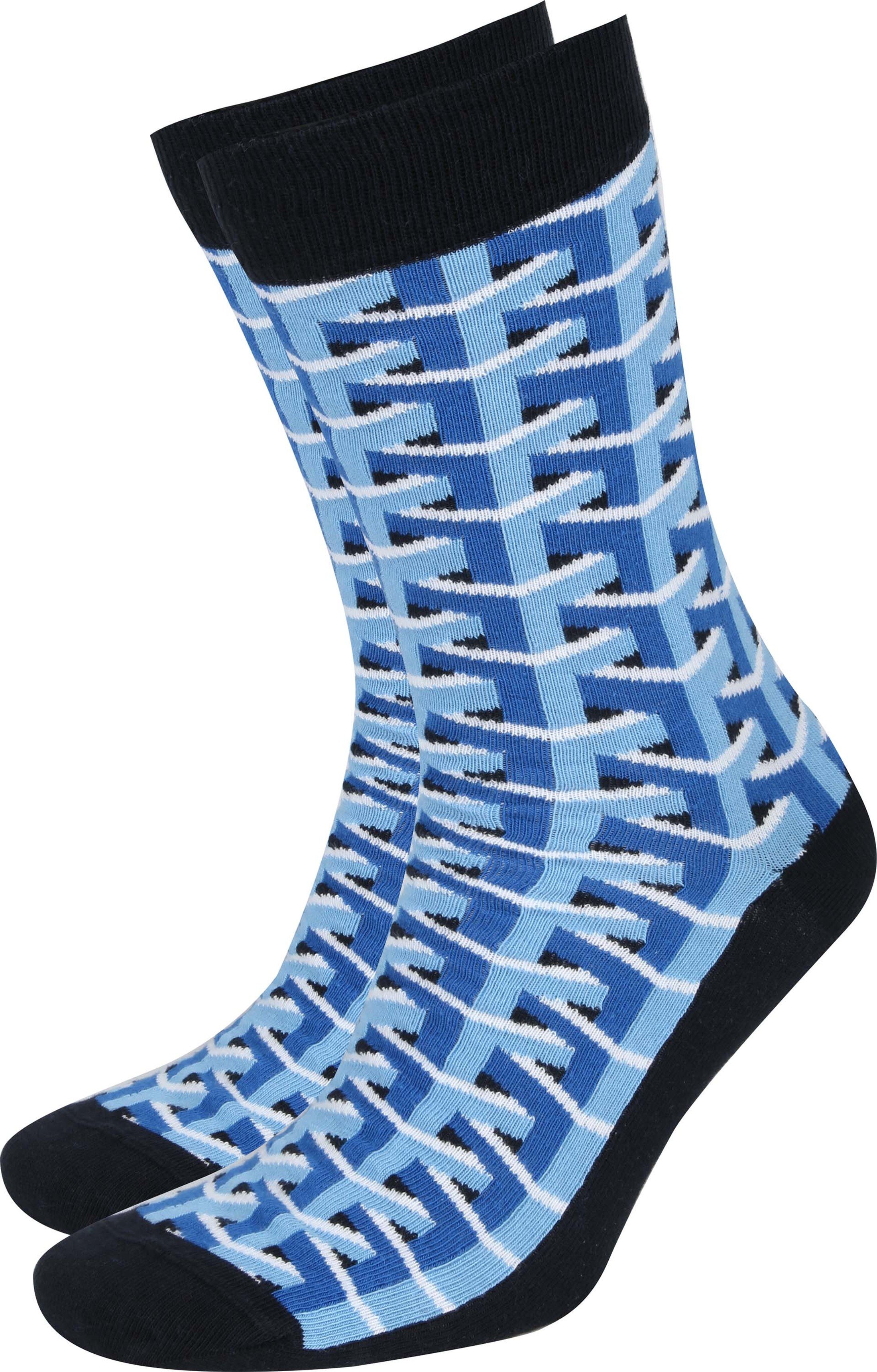 3D Pattern Sokken Blauw