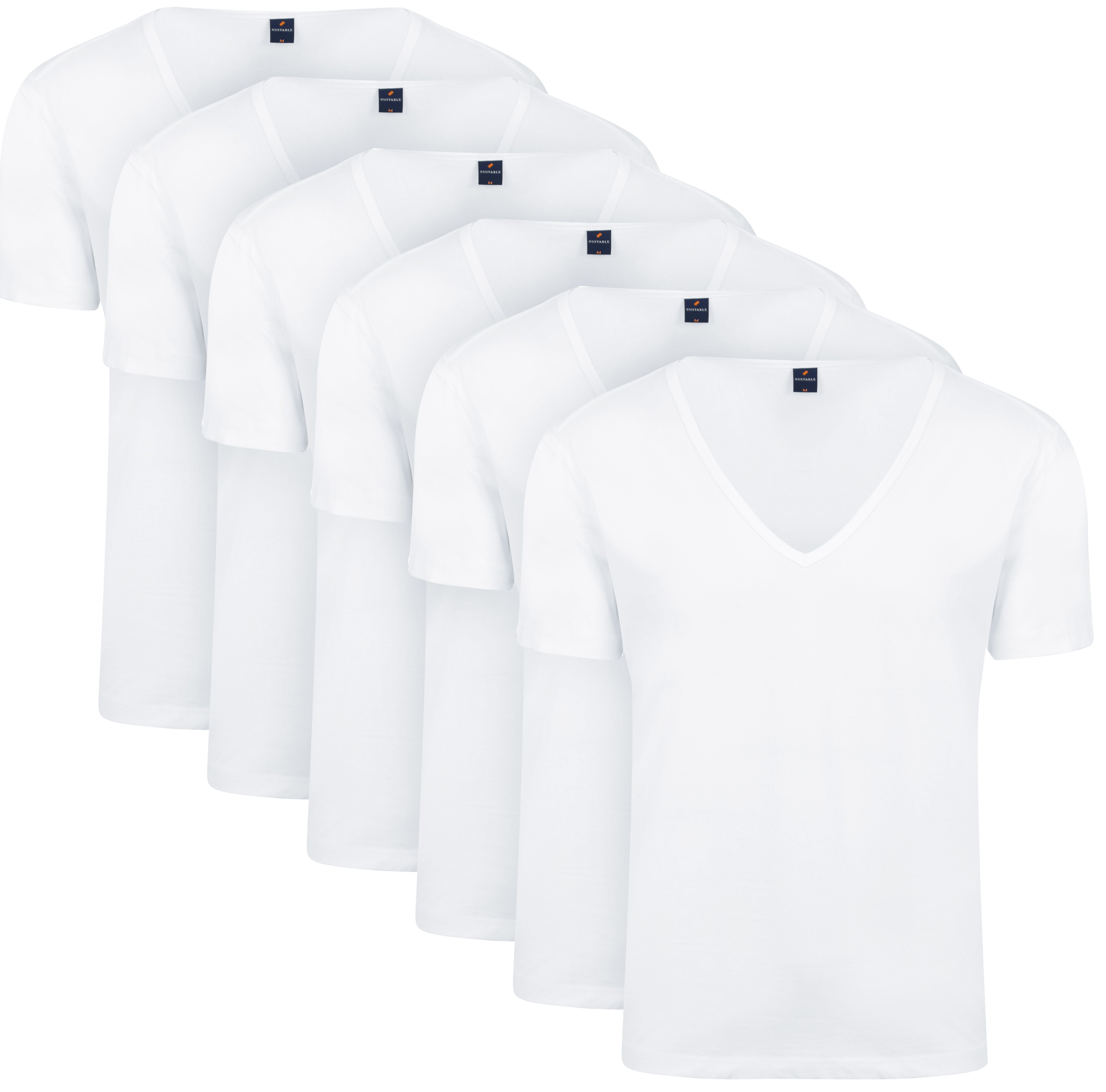 Vitaru T-Shirt Diepe V-Hals Wit 6-Pack