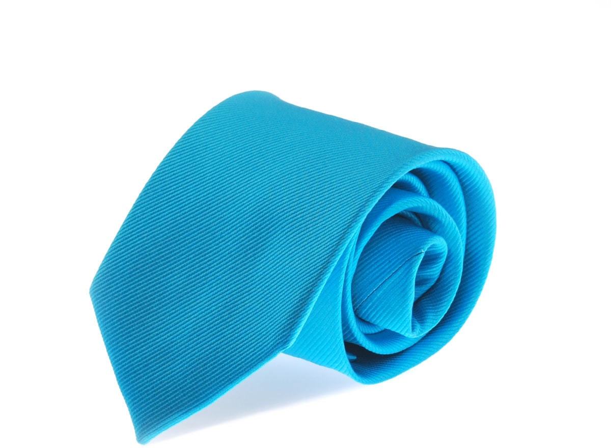 Krawatte Seide Aqua Blau Uni F24 foto 0