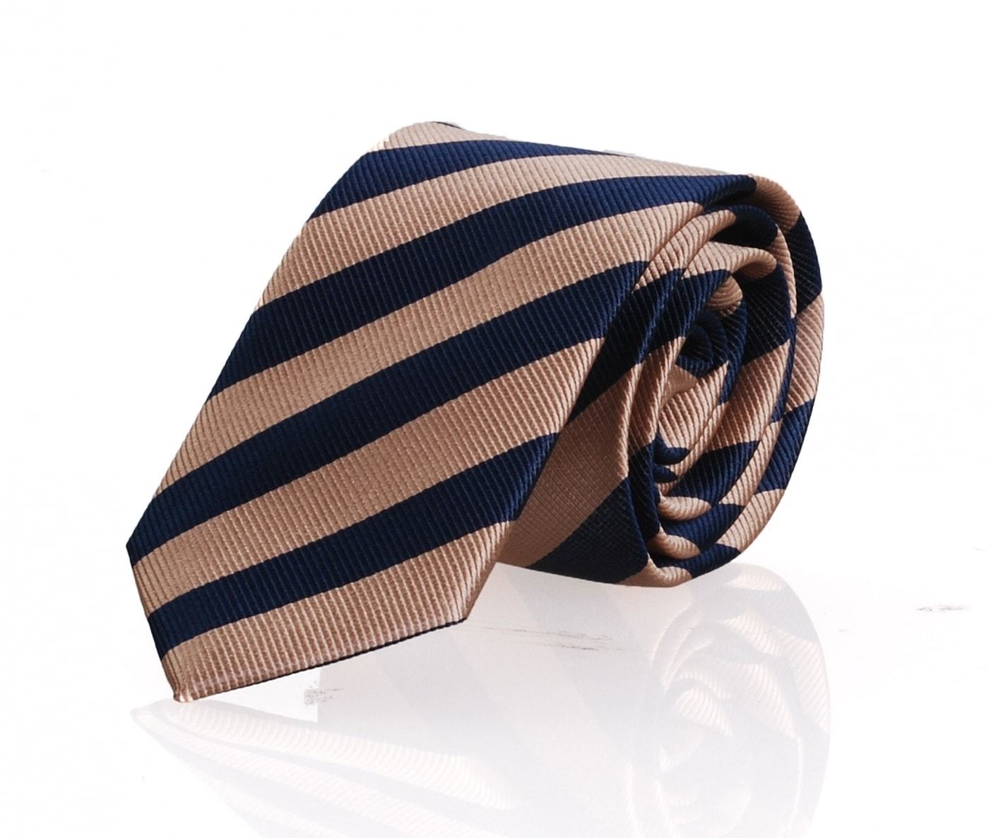 Krawatte Beige - Navy Streifen FD15 foto 0
