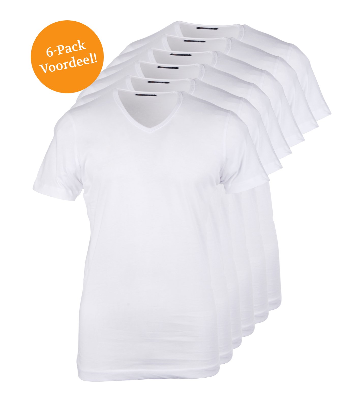 Wit TShirt 6Pack Vneck