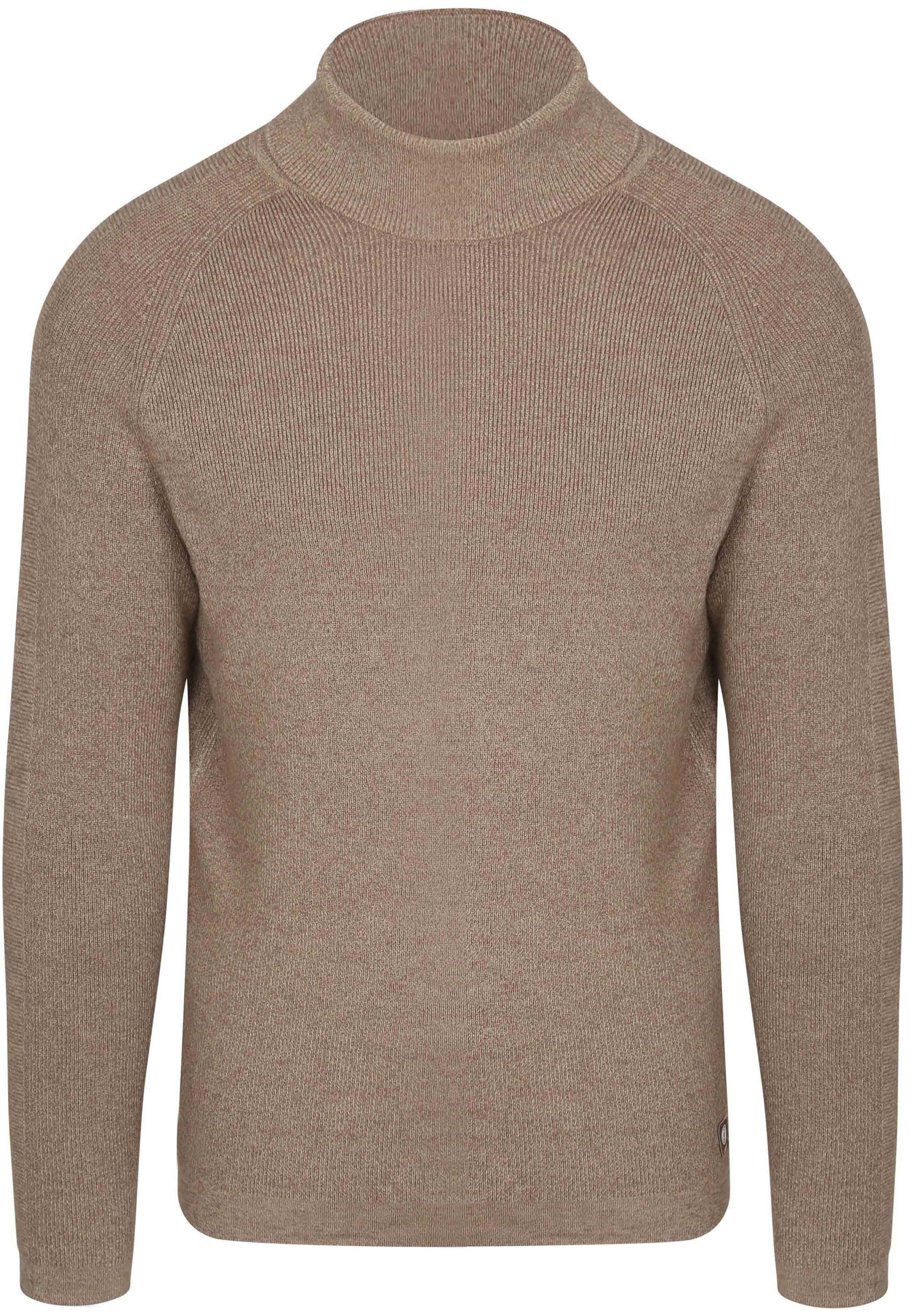 Pull Col Roulé Beige Mélanger