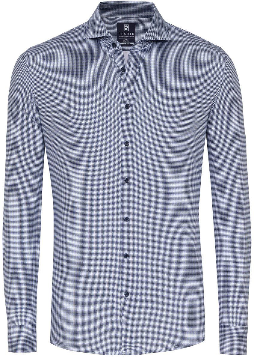 Essential Overhemd Hai Piqué Pied De Poule Blauw