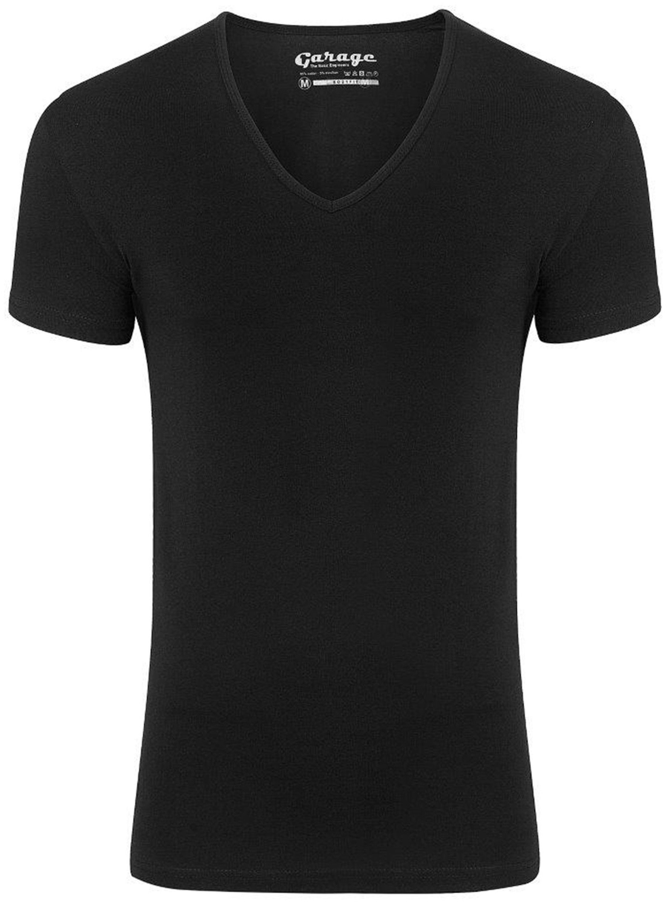 Stretch Basic Black Deep V-Neck
