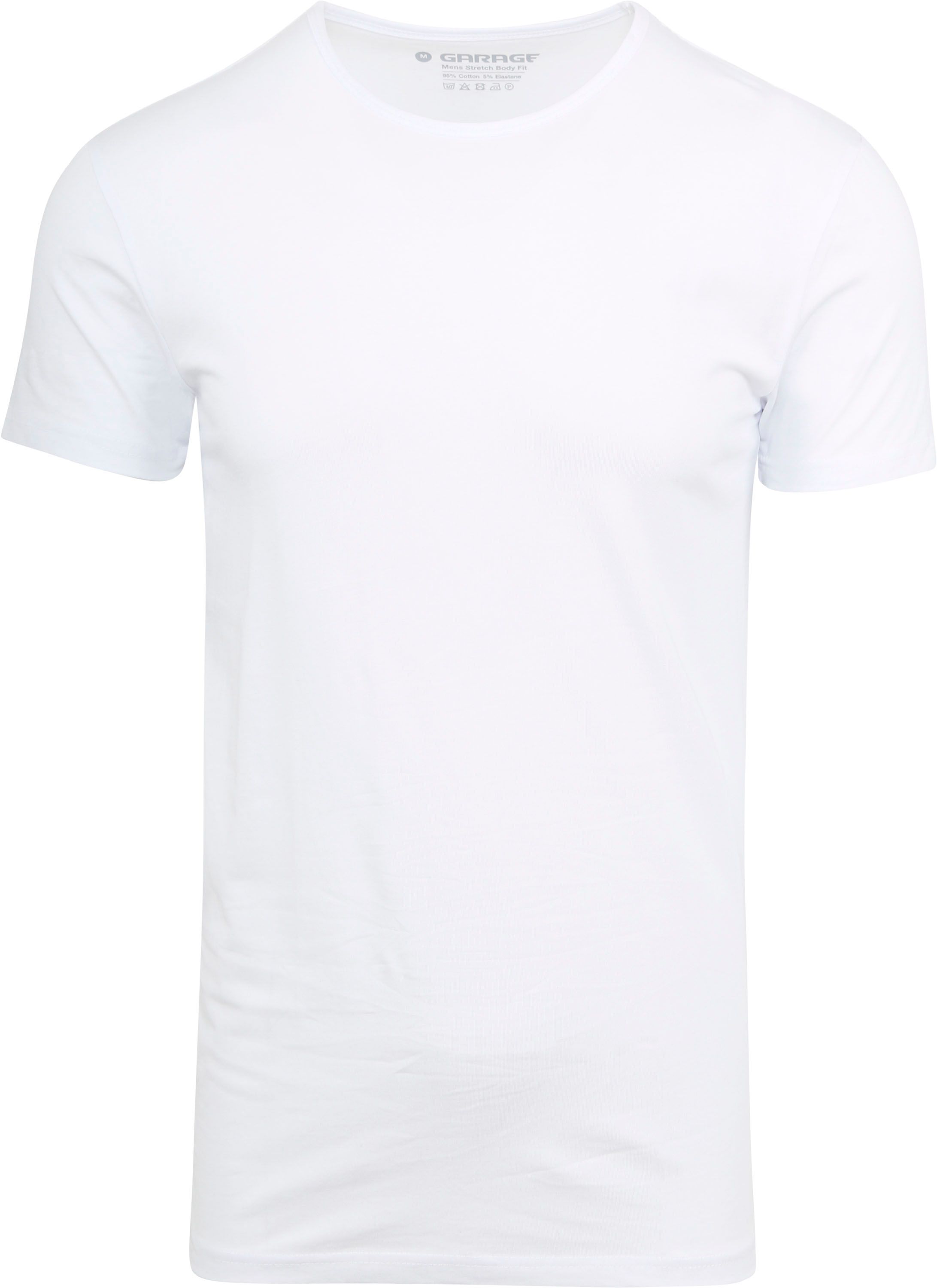 Stretch Basic T-Shirt Weiss Rundhals