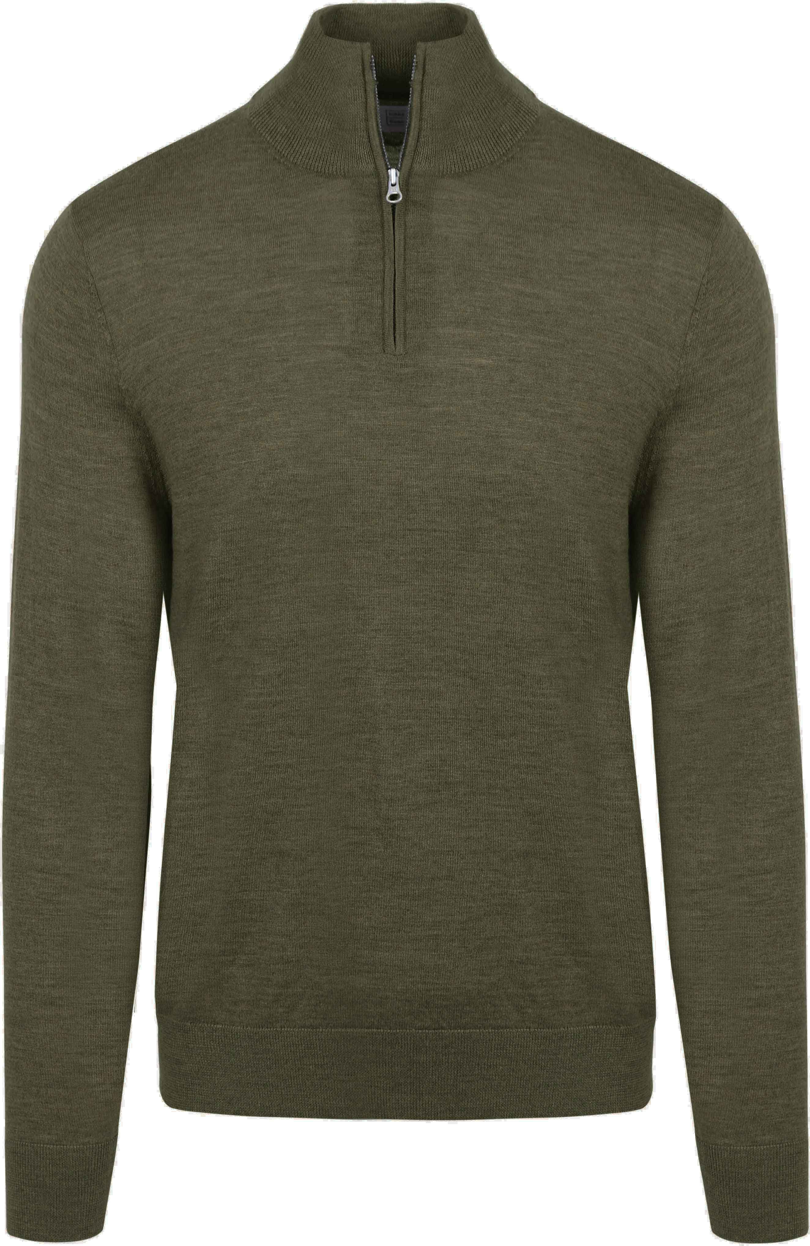The Michael Half Zip Pull Army Merino Green