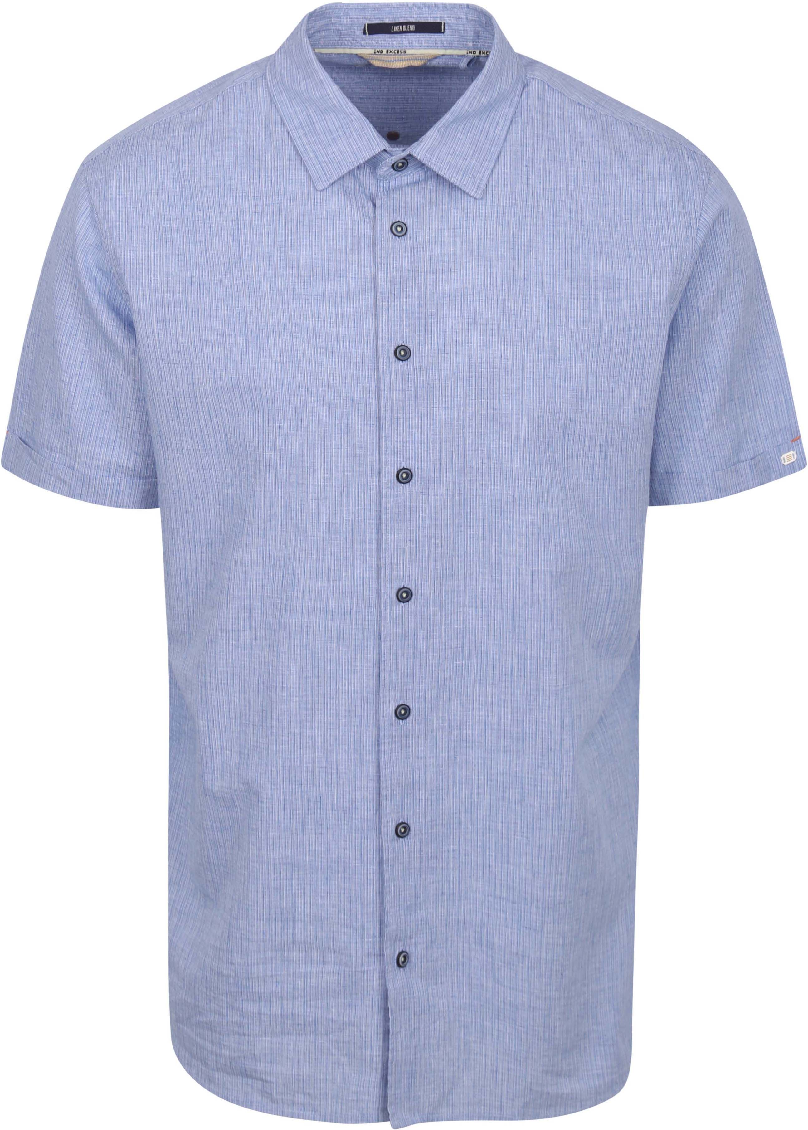 Short Sleeve Overhemd Linnen Blauw