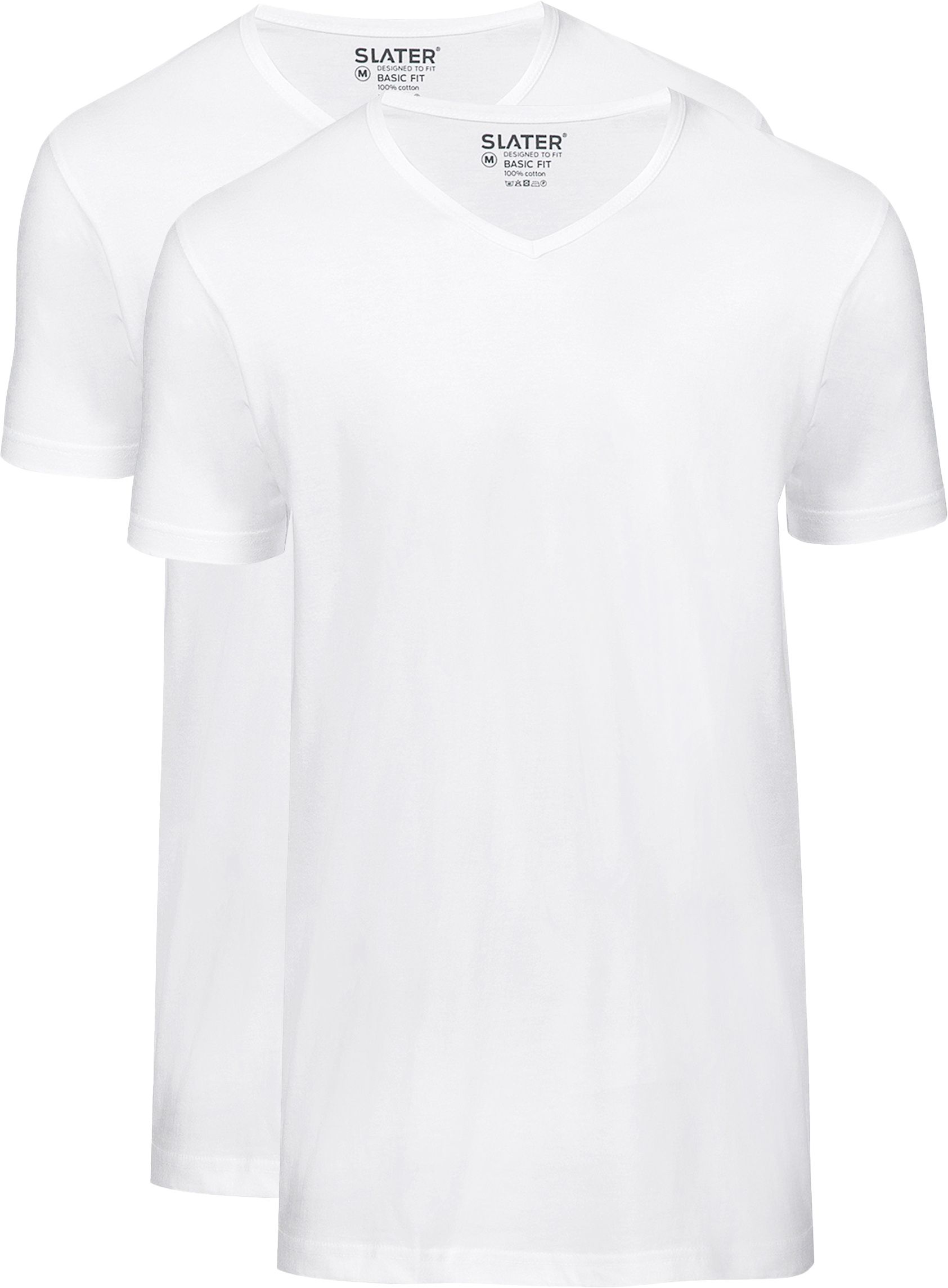 2-pack Basic Fit T-shirt V-hals Wit