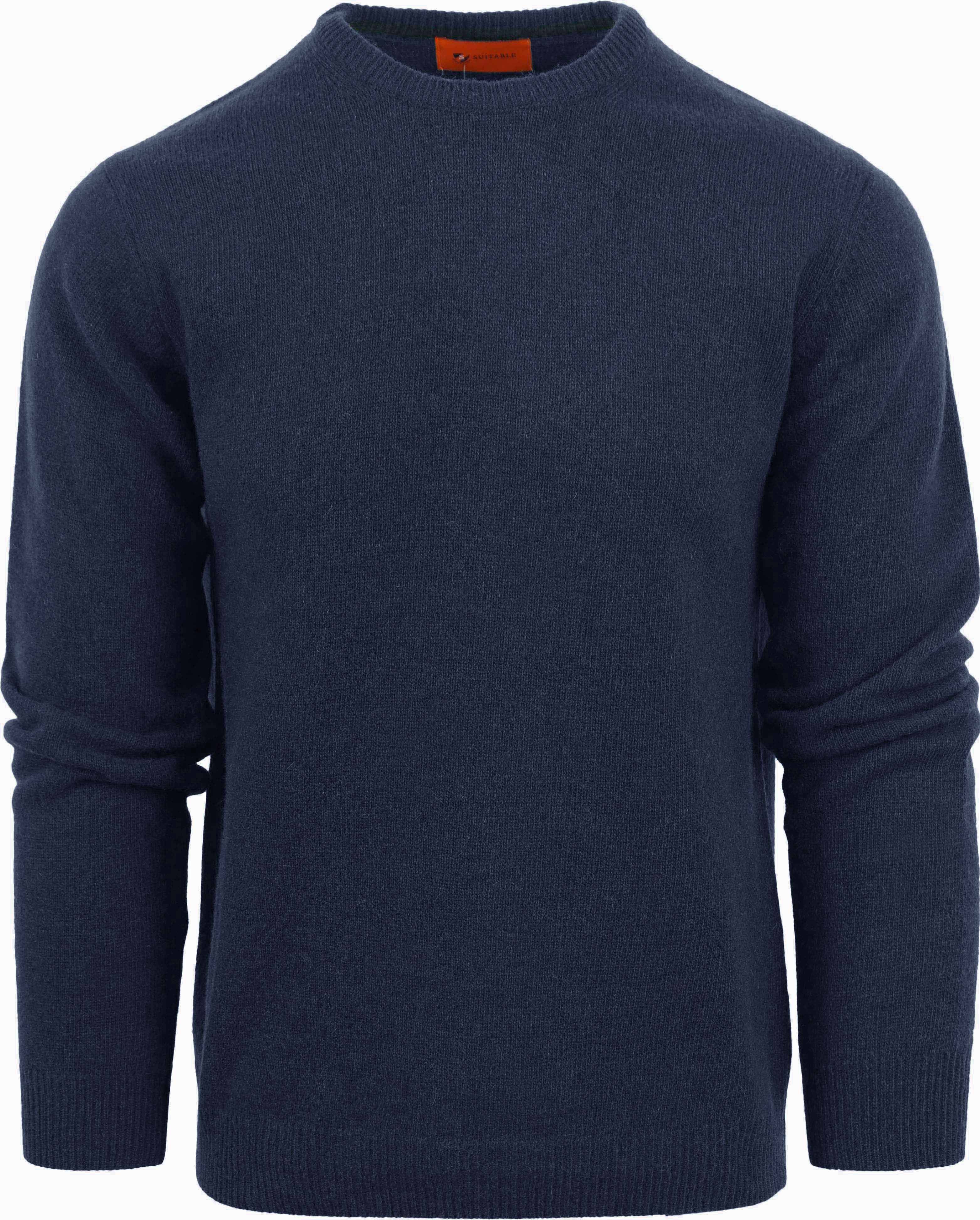 Lamswol Trui Ronde Hals Navy