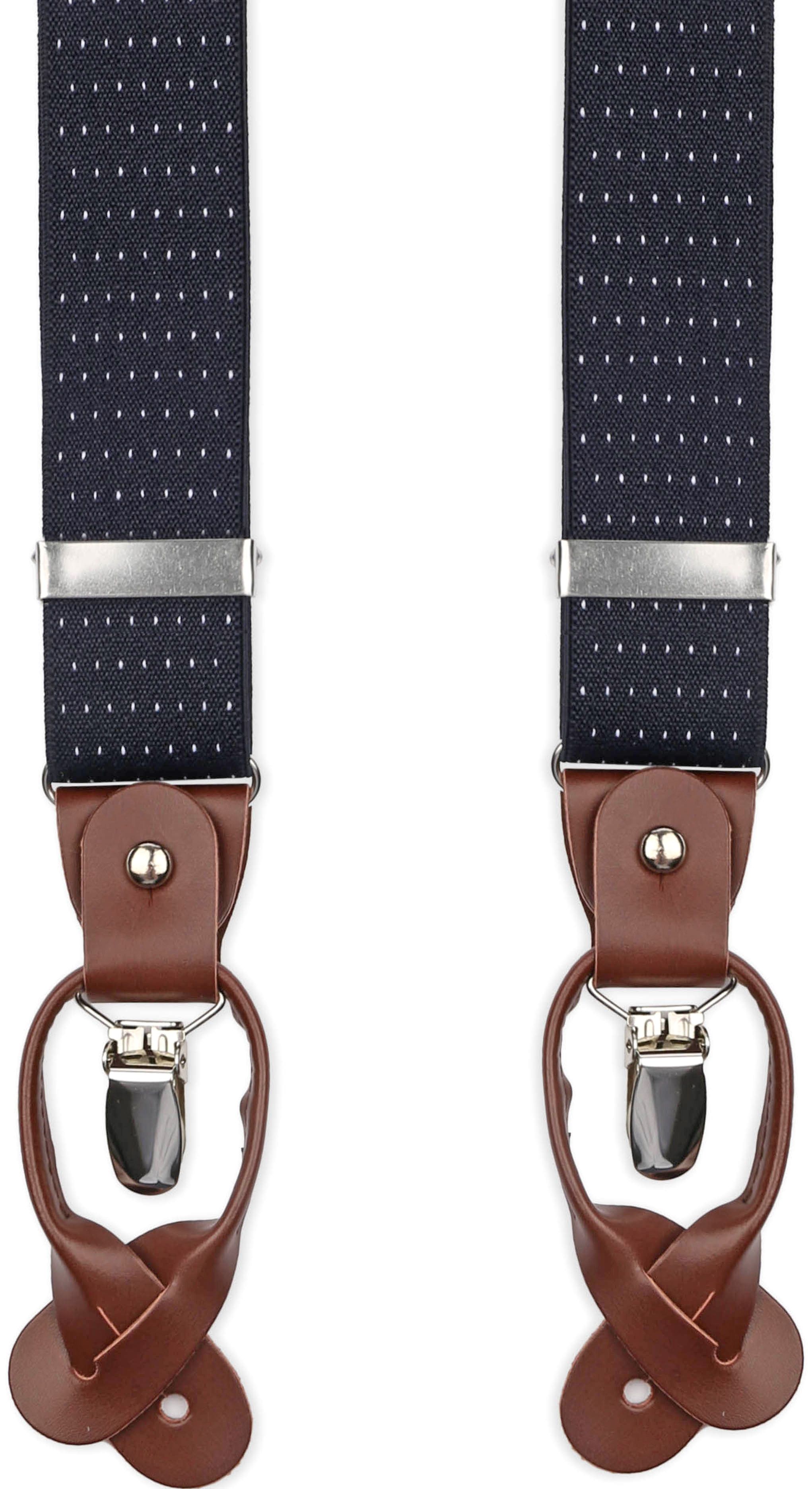 Luxe Suspenders Navy Dots