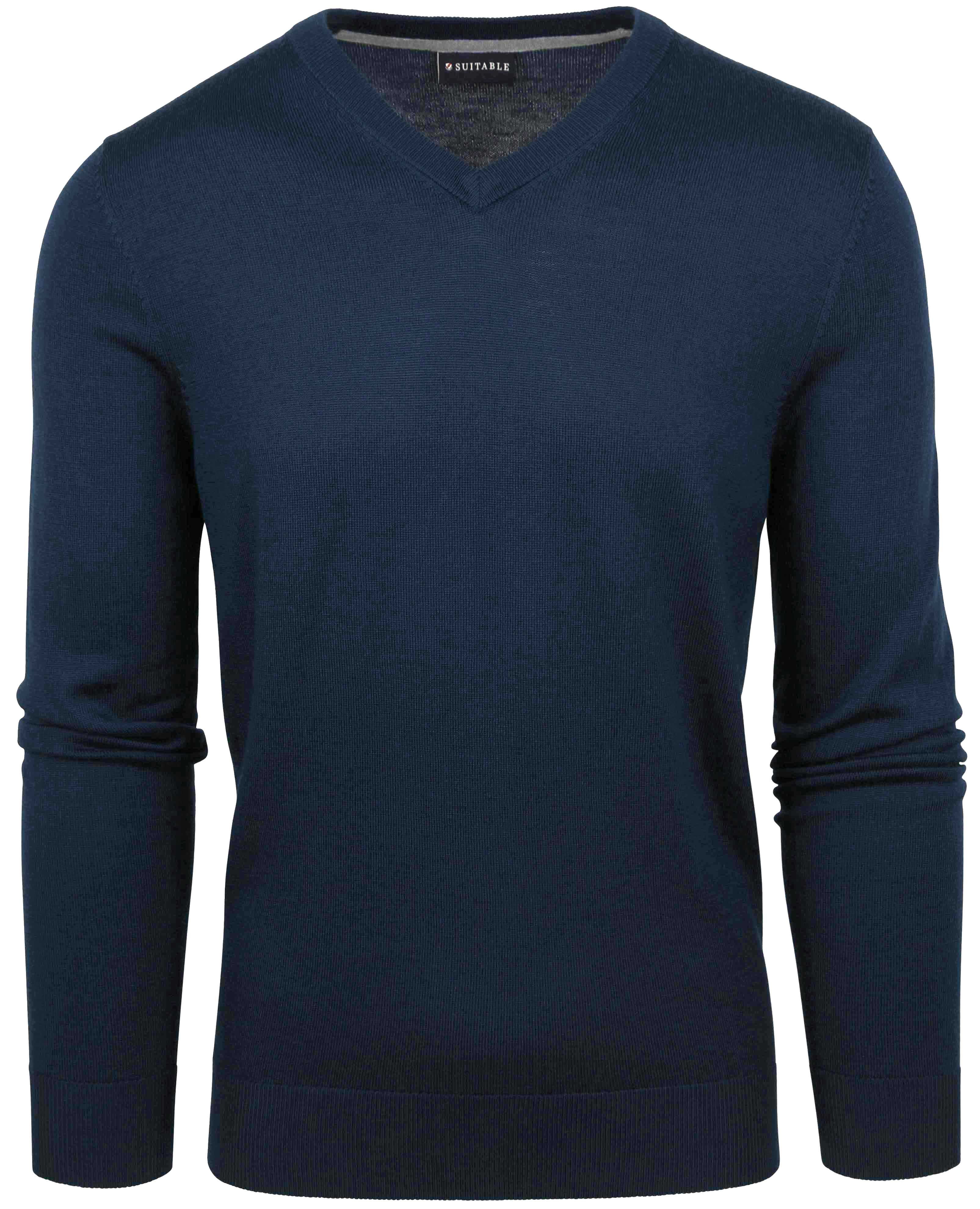 Merino Pullover V-Hals Navy