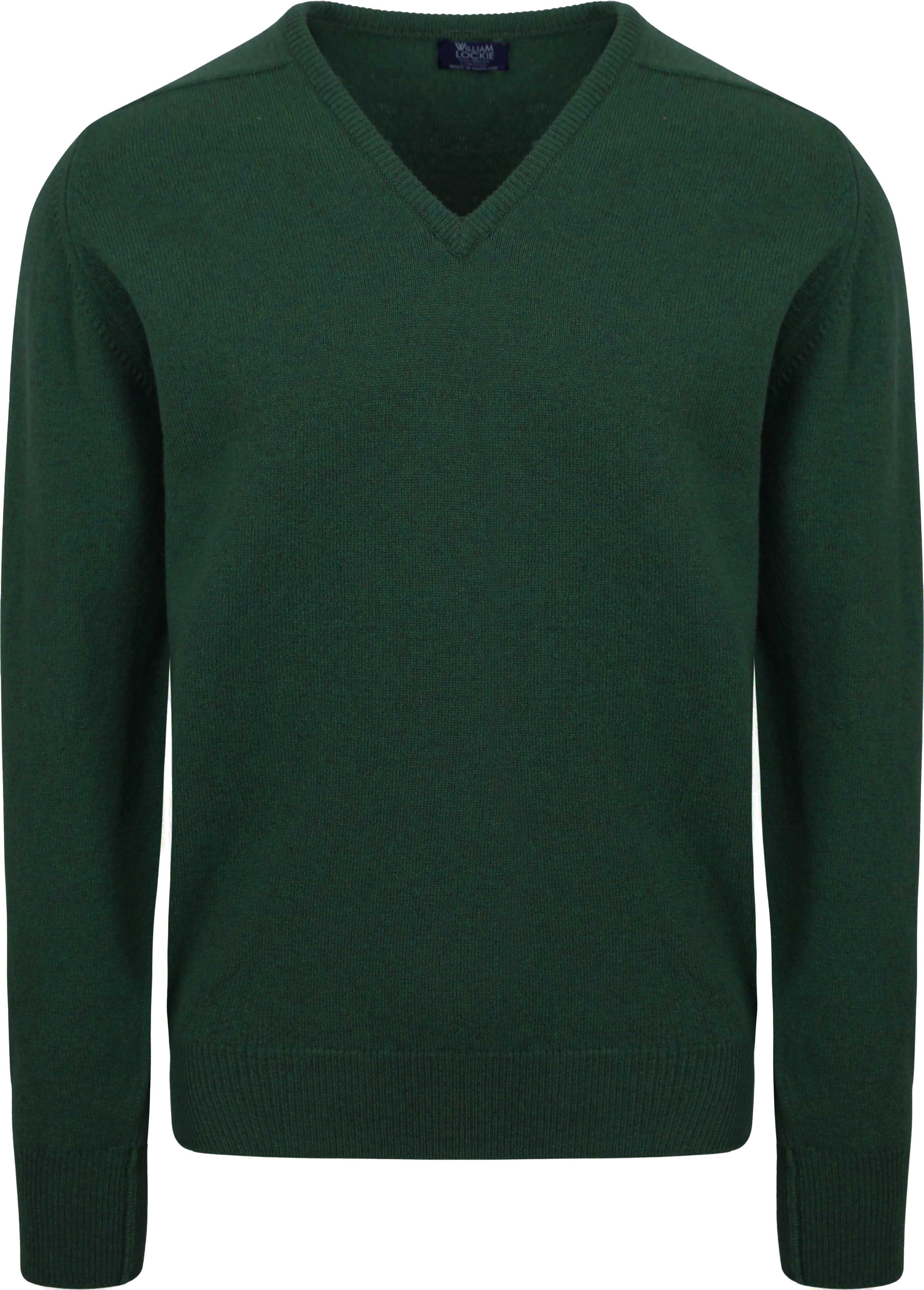 V-Neck Lambswool Tartan Dark Green