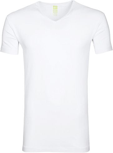 Alan Red Bamboo T-shirt V-Neck Wite