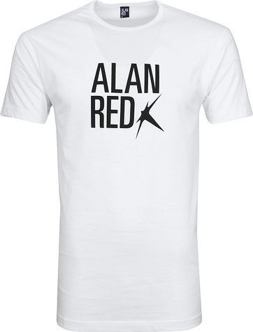 Alan Red Mike T-shirt Logo Wit