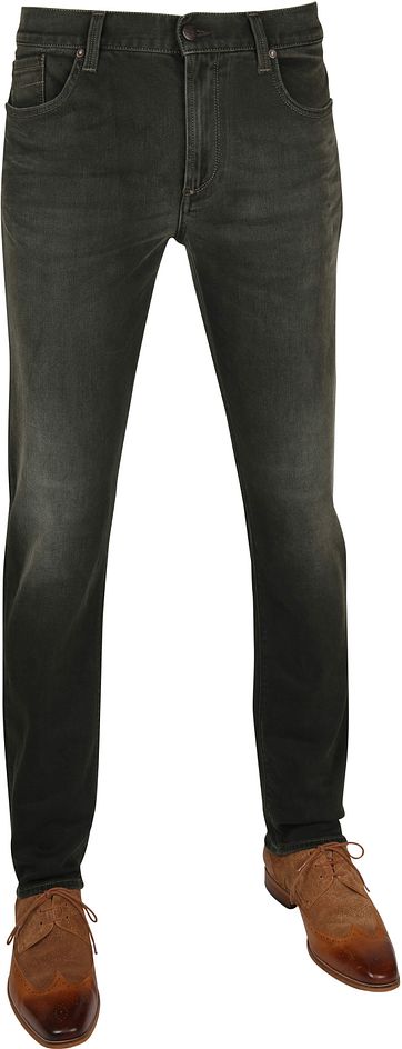 Alberto Pipe Broek Overdyed Donkergroen