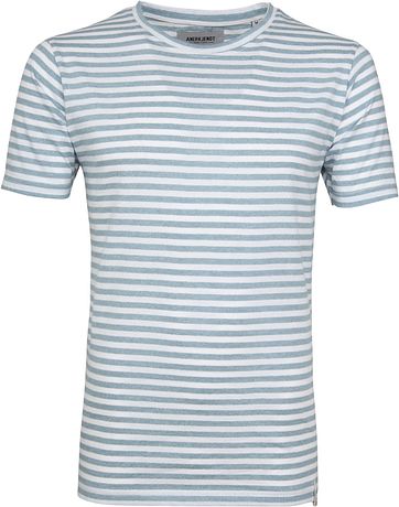 Anerkjendt T Shirt Ralf Strepen Lichtblauw anerkjendt kopen in de aanbieding