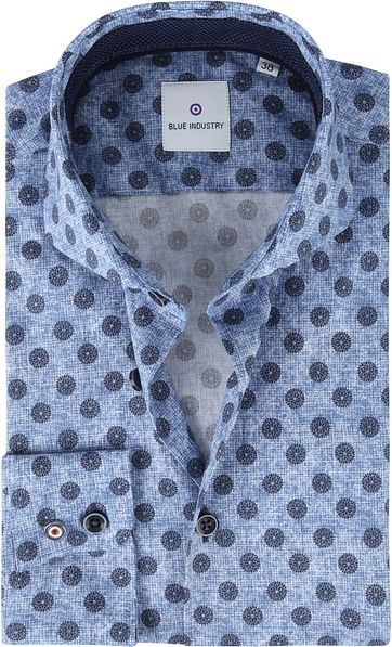 Blue Industry Overhemd Blauw Bloemen