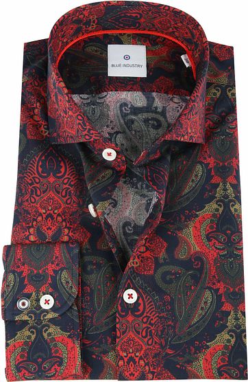 Blue Industry Overhemd Paisley Rood