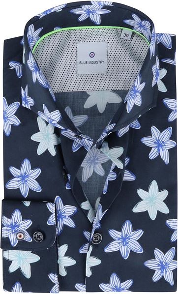 Blue Industry Shirt Flowers Dark Blue