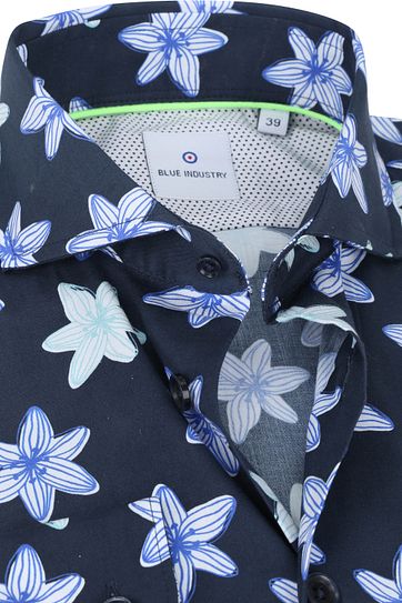 Blue Industry Shirt Flowers Dark Blue