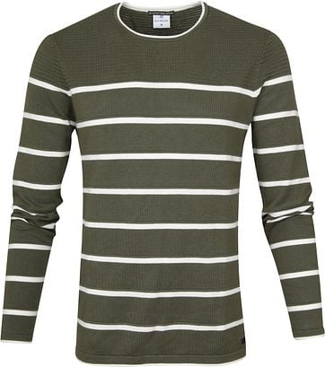 Blue Industry Sweater Knit Stripes Green