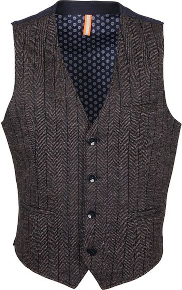 Blue Industry Waistcoat Stripes Brown