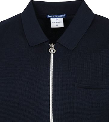 Blue Industry Zipper Vest Polo Donkerblauw