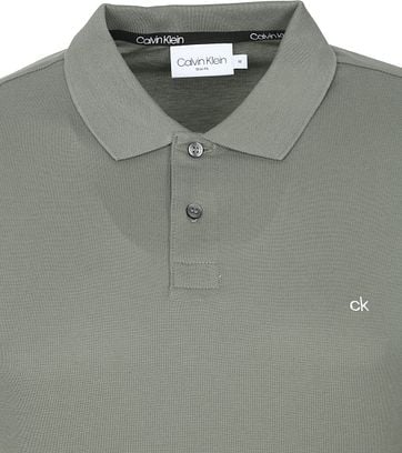 Calvin Klein Polo Slim Logo Donkergroen