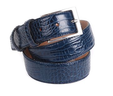 Croco Belt Dark Blue Leather 42-01