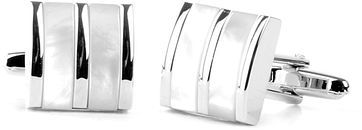 Cufflinks Silver + White Lanes