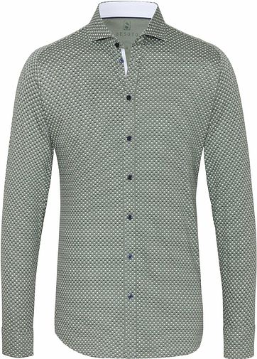 Desoto Overhemd Strijkvrij Groen Stippen