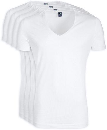 Diepe V hals 4-Pack Stretch Bamboe T-Shirt