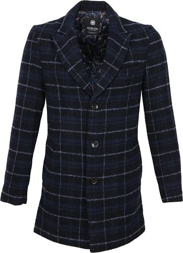 Dstrezzed Wollen Jas Ruit Donkerblauw