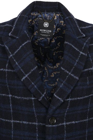 Dstrezzed Wollen Jas Ruit Donkerblauw