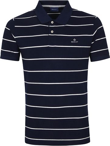 Gant Breton Stripe Polo Donkerblauw