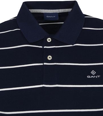 Gant Breton Stripe Polo Shirt Dark Blue