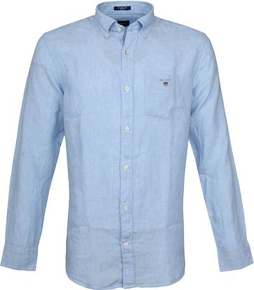 Gant Casual Overhemd Linnen Lichtblauw gant kopen in de aanbieding