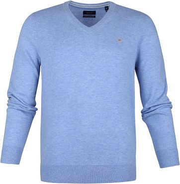 Gant Lamswol Pullover Licht Blauw