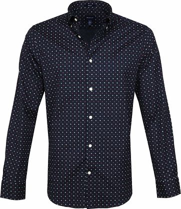 Gant Overhemd Scribble Print Navy