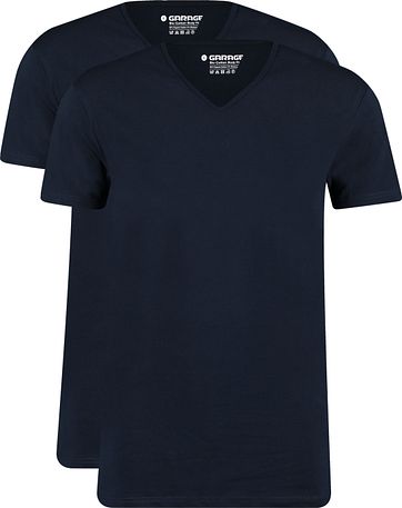 Garage 2-Pack Basic T-shirt Bio V-Neck Navy