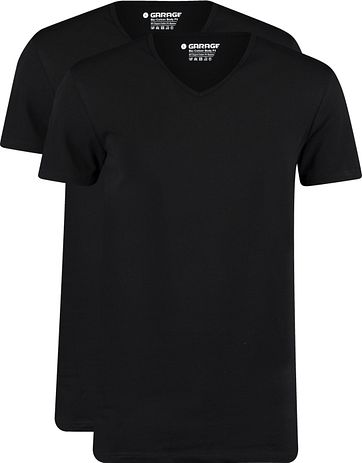 Garage 2-Pack Basic T-shirt Bio V-Neck Schwarz