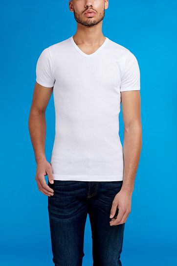 Garage Basic T-Shirt Weiss V-Hals