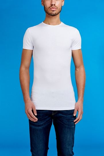 Garage Stretch Basic T-Shirt Weiss Rundhals