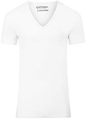 Garage Stretch Basic White Deep V-Neck