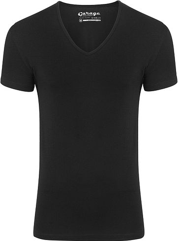 Garage Stretch Basic Zwart V-Hals
