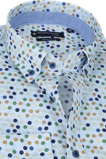 Giordano Hemd  Ivy Stippen Lichtblauw